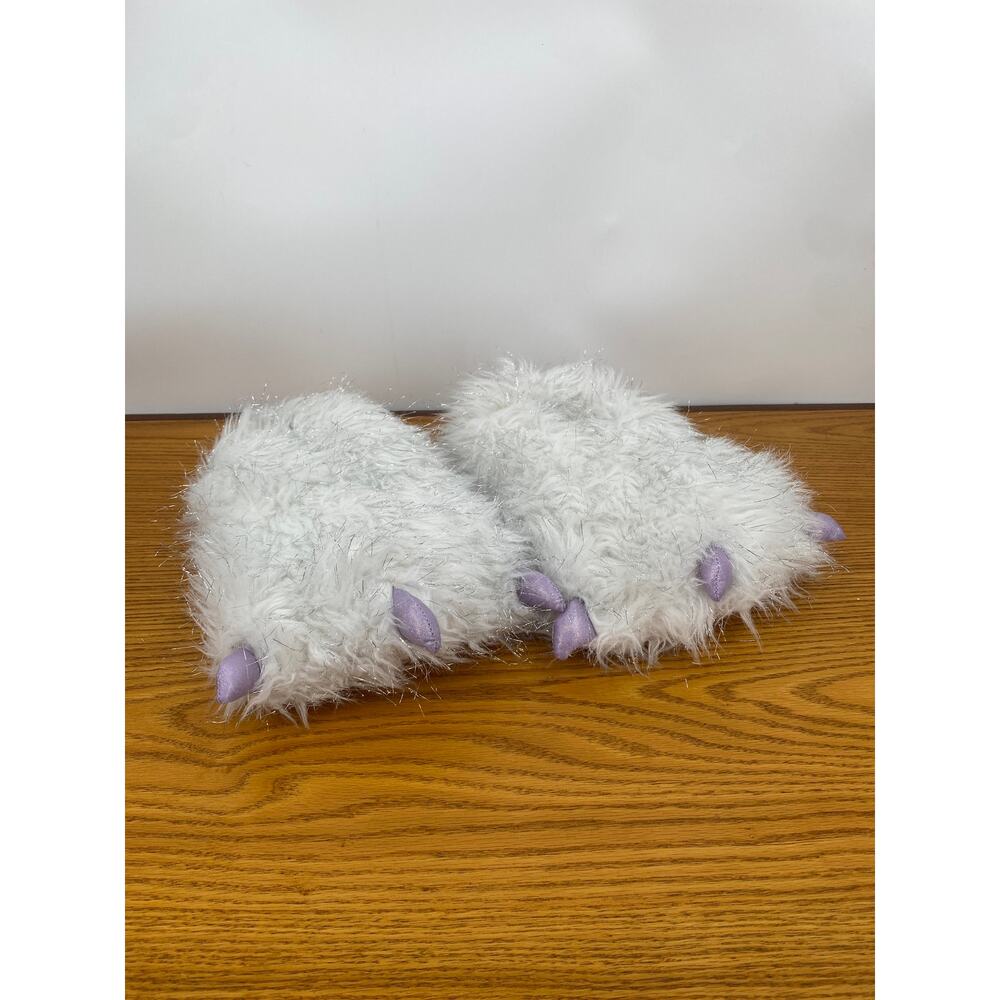 Secret Treasures White Monster Feet Slippers Purple Nails XL 11-12